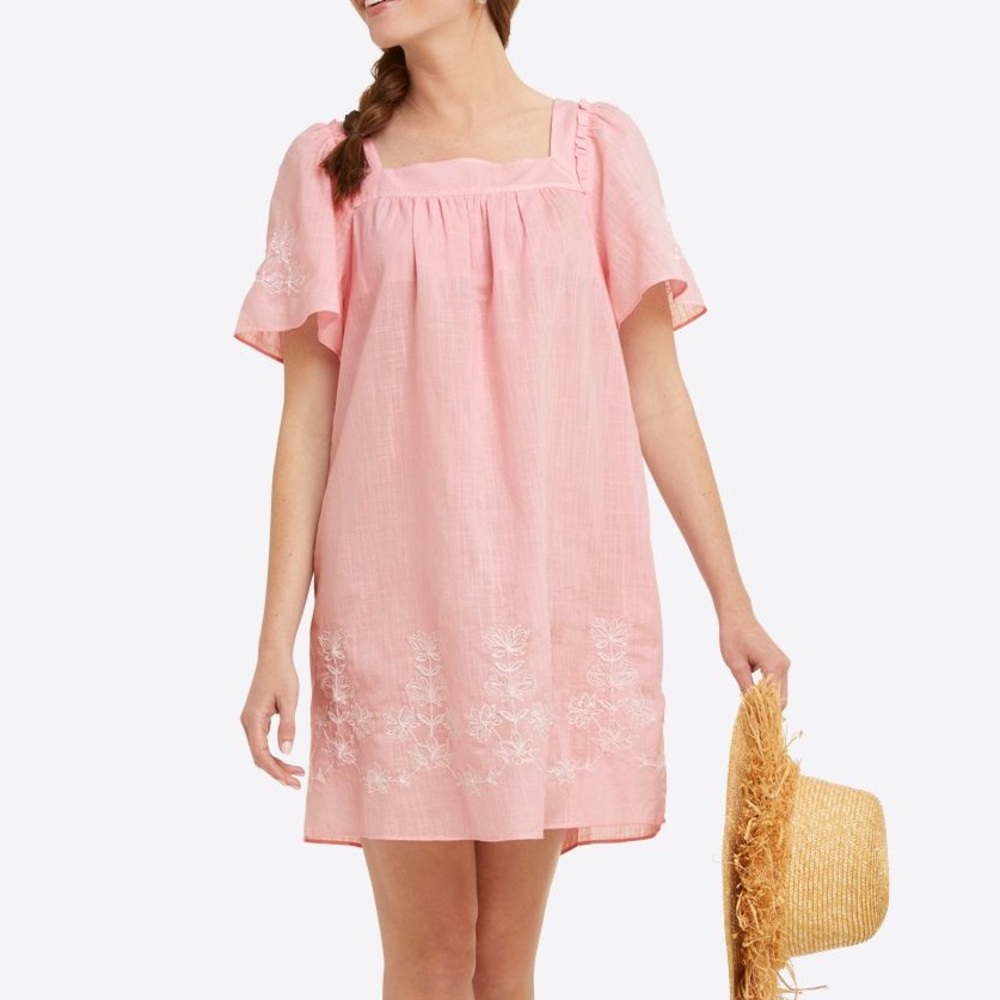 NWT Draper James Maren Shift Dress in Pink Embroidered Floral Light Pink Size 1X